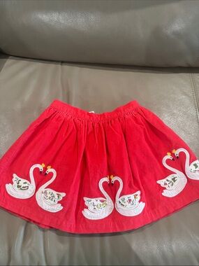 Mini Boden cord Skirt with Swan Embroidery size 3-4